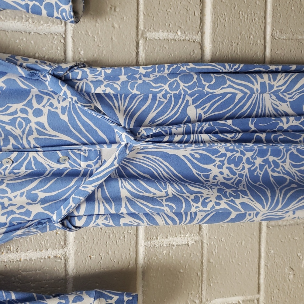Talbots Blue and White Floral Long Sleeve Dress - Picture 5 of 7